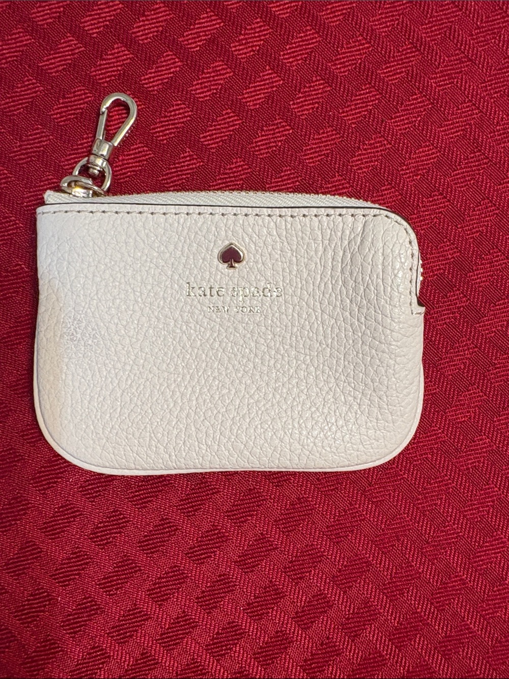 kate spade pebble leather coin pouch in ivory with gold logo - Picture 2 of 5
